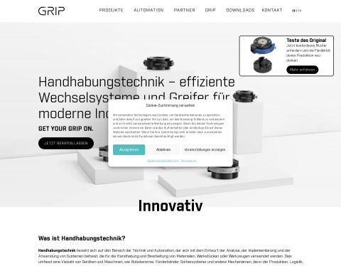 Website-Vorschau von GRIP GmbH Handhabungstechnik