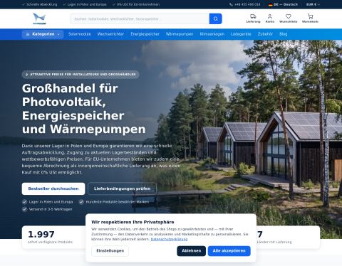 Website-Vorschau von Panpower - Onlineshop für Photovoltaik & Energietechnik