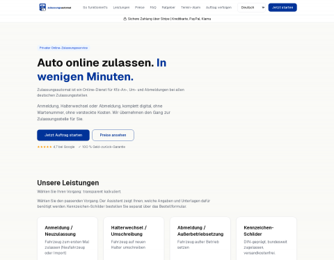Vorschau von Zulassungsautomat – Kfz-Zulassung online ohne Termin