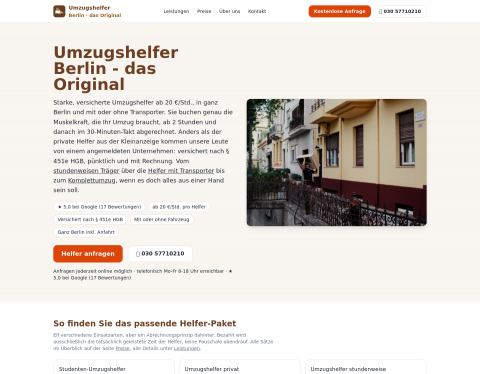 Website-Vorschau von Umzugshelfer Berlin das Original