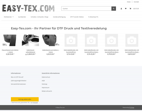 Website-Vorschau von Easy-Tex – Klettbänder und Textilveredelung
