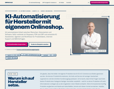 Anteprima di EinfachAI – Shopware-Entwicklung und KI-Automatisierung für E-Commerce