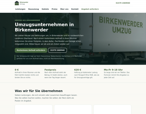 Website-Vorschau von Birkenwerder Umzug