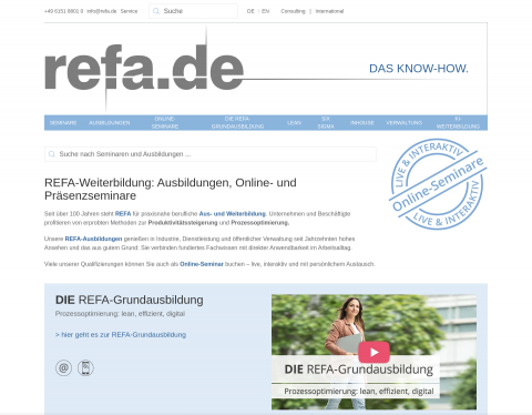 Website-Vorschau von Seminaranbieter REFA