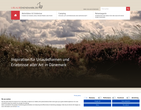 Website-Vorschau von URLAUB DÄNEMARK – Reiseportal für Dänemark-Urlaub