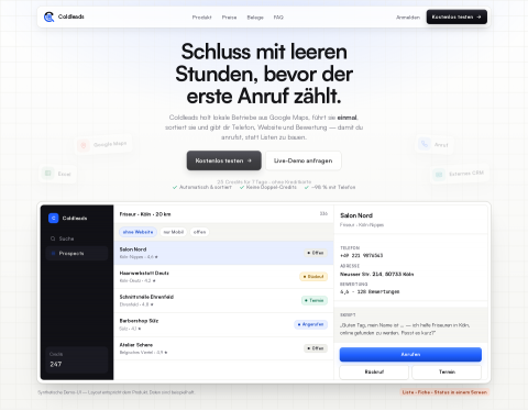 Website-Vorschau von Coldleads
