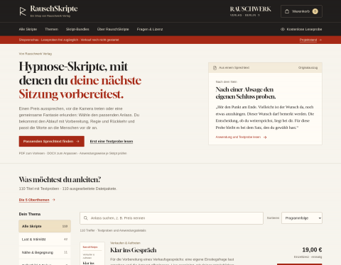 Vista previa de RauschSkripte – Hypnose-Sprechvorlagen von Rauschwerk Verlag
