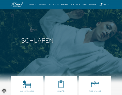 Website-Vorschau von Schraml Hoteltextil: Bettwäsche, Frottier und Tischwäsche für Hotels