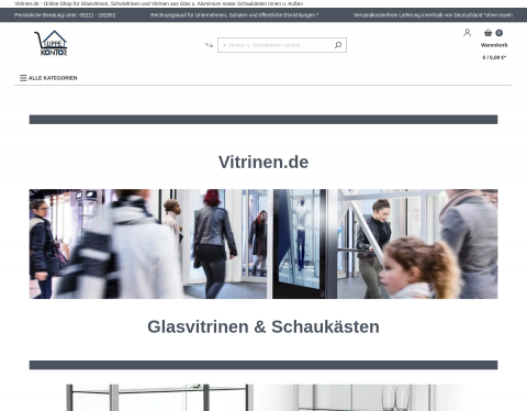 Website-Vorschau von Vitrinen.de - Glasvitrinen & Schaukästen