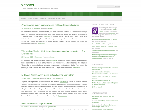 Website-Vorschau von Internet-, OpenSource- und Facebook-News