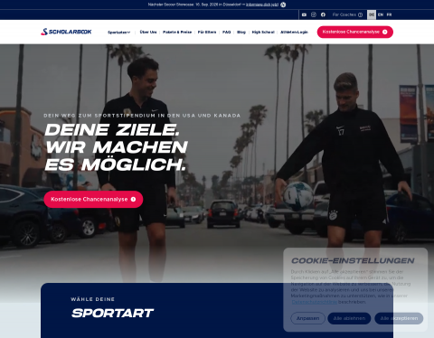 Website-Vorschau von Sportstipendien USA