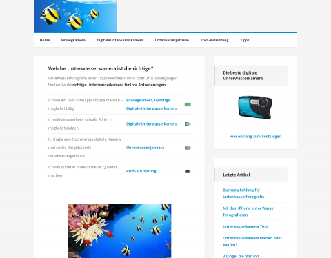 Website-Vorschau von Unterwasserkameras und Unterwassergehäuse