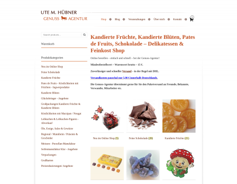 Website-Vorschau von Onlineshop für Weine, Delikatessen