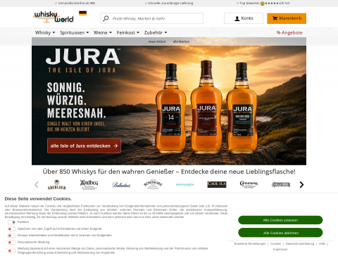 Website-Vorschau von Whiskyworld.de - Whiskey und mehr