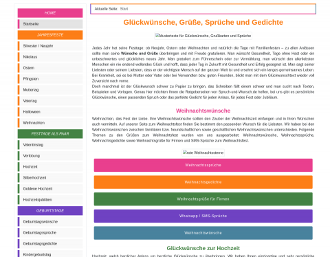 Website-Vorschau von Glückwünsche, Sprüche und Zitate