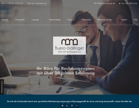 Website-Vorschau von Buero Ballinger bietet das u.a. Buchen lfd.