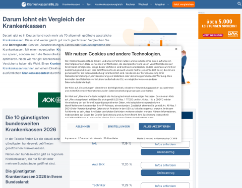 Vorschau von Krankenversicherungen im Vergleich
