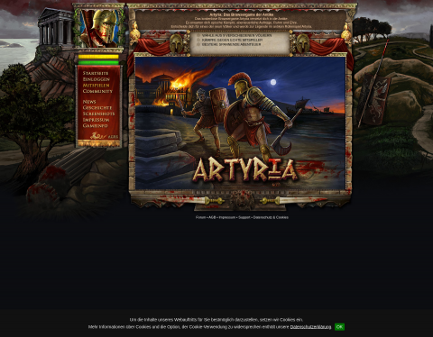 Website-Vorschau von Artyria: Das Browsergame der Antike