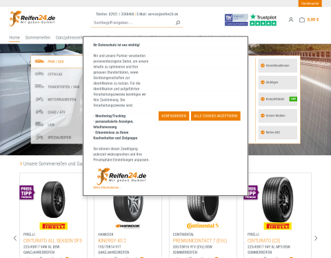 Website-Vorschau von Reifen24.de - Ihr Reifenprofi