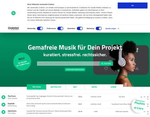 Website-Vorschau von audioagency - gemafreie Musik