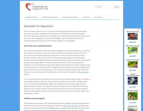 Website-Vorschau von Infos zu Garnelen im Aquarium
