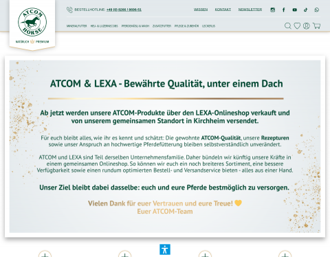 Website-Vorschau von Atcom Horse GmbH, Tierfütterung