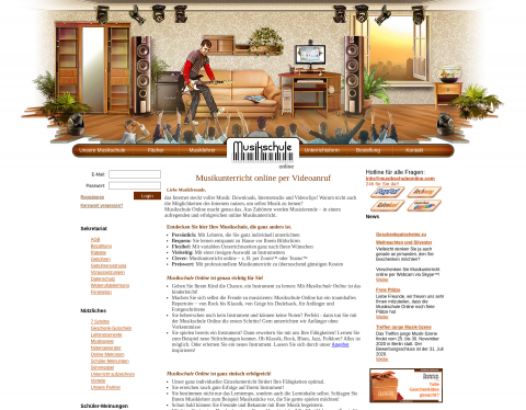 Website-Vorschau von Musikschule Online. Musikunterricht