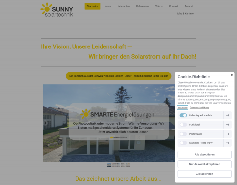 Website-Vorschau von Sunny Solartechnik GmbH