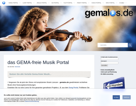 Website-Vorschau von Gema-freie Musik / rechtefreie Musik