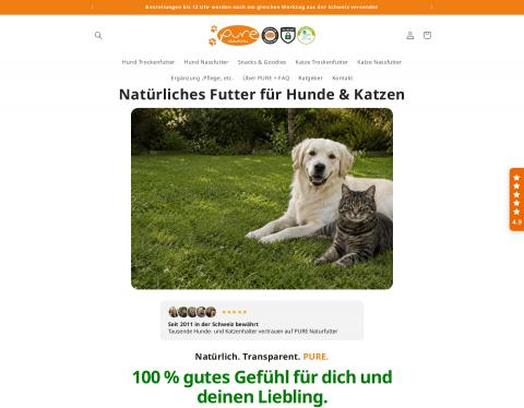 Website-Vorschau von pure Naturfutter - biologisch artge