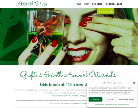 Website-Vorschau von Absinth und Absinthzubehör