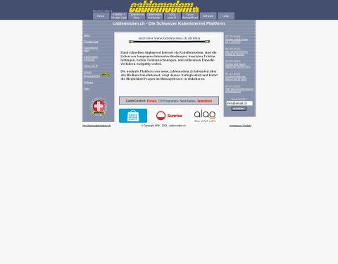 Website-Vorschau von cablemodem.ch - Kabelinternet Forum