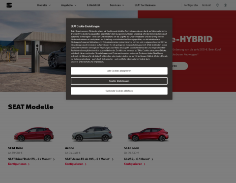 Website-Vorschau von SEAT - Aktuelle Modelle