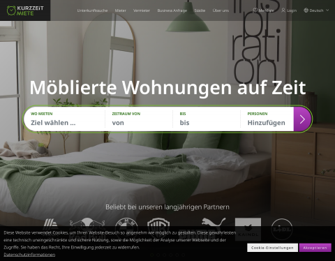 Website-Vorschau von Wohnen auf Zeit : Kurzzeitmiete