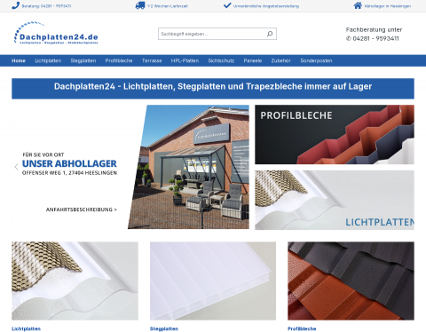 Website-Vorschau von Stahlblechplatten und Wellplatten