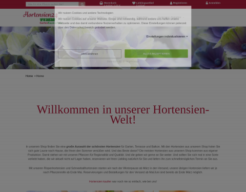 Website-Vorschau von Deutschlands größter Hortensienauss