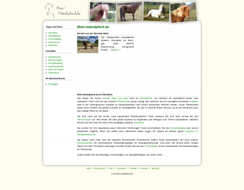 Website-Vorschau von Tipps und Infos rund um Islandpferd