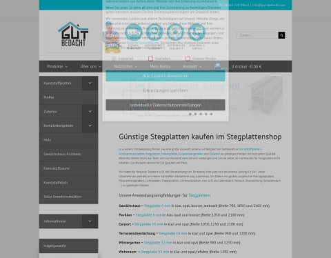 Website-Vorschau von GUT BEDACHT Stegplatten & Zubehör