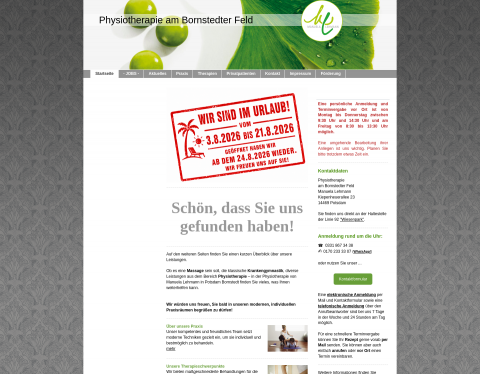 Website-Vorschau von Physiotherapie am Bornstedter Feld