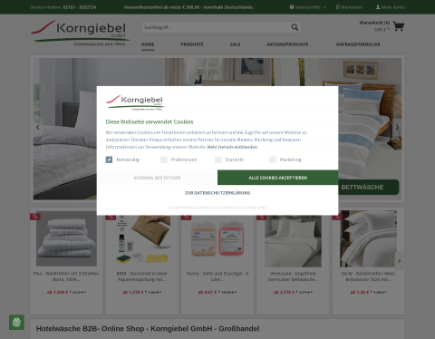 Website-Vorschau von Kochkleidung und Gastronomiebedarf