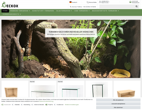 Website-Vorschau von Terrarium und  Holzterrarien