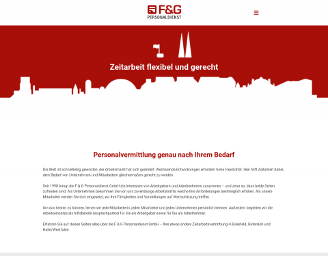 Website-Vorschau von F&G Personalservice für Zeitarbeit