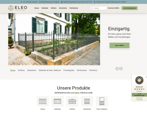 Website-Vorschau von eleo-Zaunsysteme