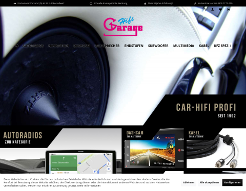 Website-Vorschau von Hifigarage - TOP autohifi Online Shop