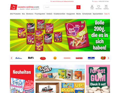 Website-Vorschau von Süßigkeiten online bestellen