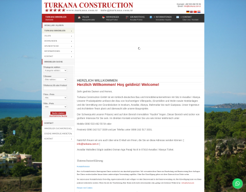Website-Vorschau von Immobilien Avsallar Turkana Construction