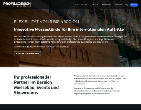 Website-Vorschau von Profil & Design : Messe- und Ausstellung