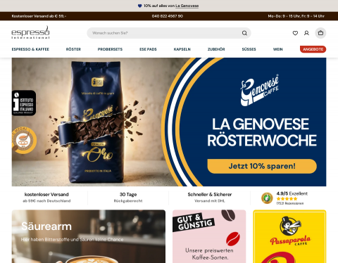 Website-Vorschau von Espresso International