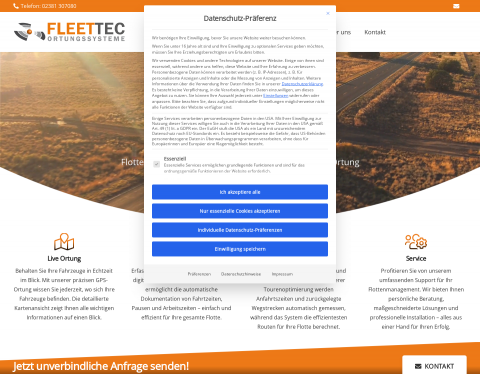Website-Vorschau von Fleettec Tourenoptimierung