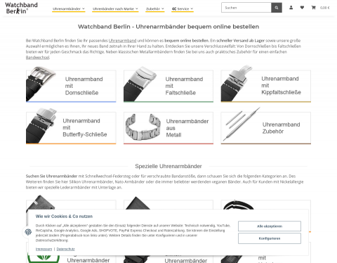 Website-Vorschau von Uhrenarmbänder